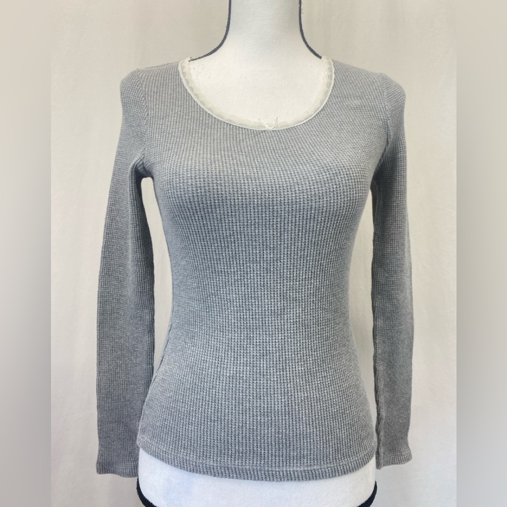 LEVI’S DRY GOODS LIGHT Heathered GRAY WAFFLE LONG SLEEVE T-SHIRT TOP size Small